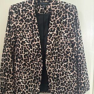 Tahari Leopard Print Blazer - Black and Brown